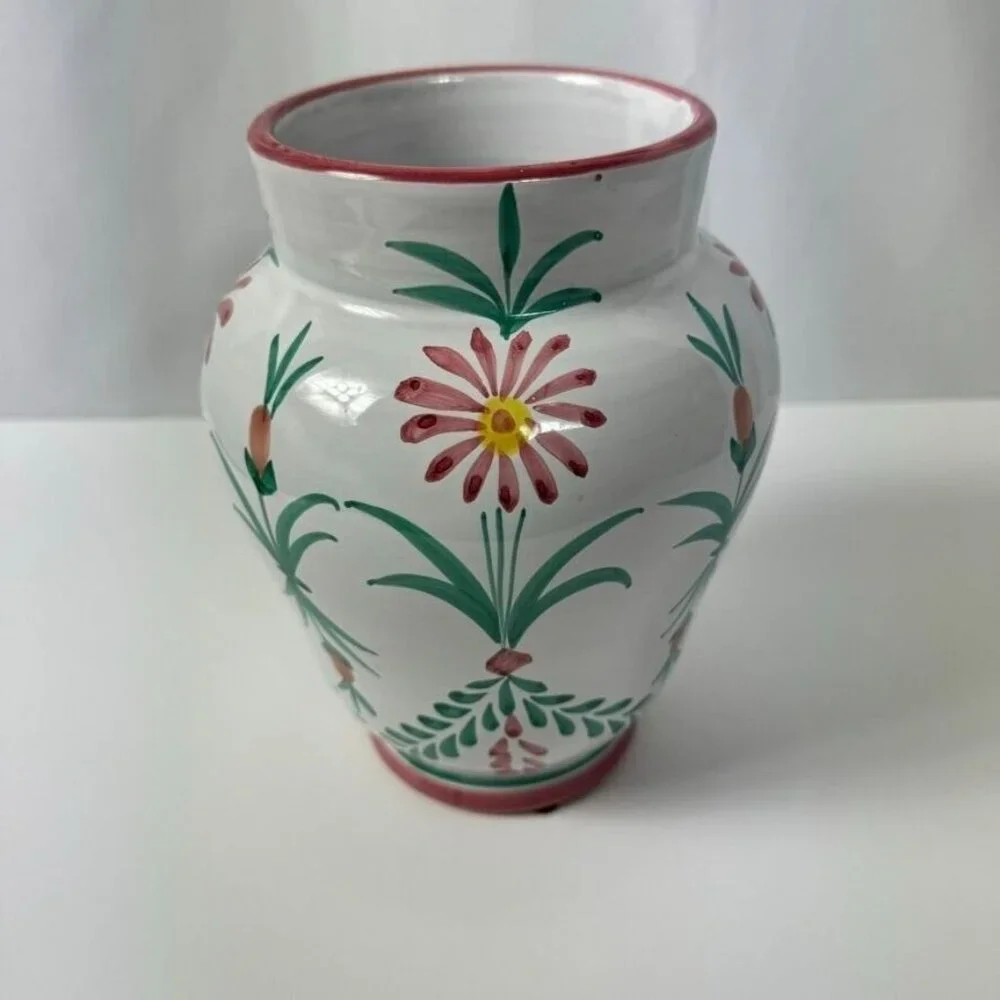 Ethan Allen Home Collection Floral Vase Made in Italy Cottage Farmhouse 8